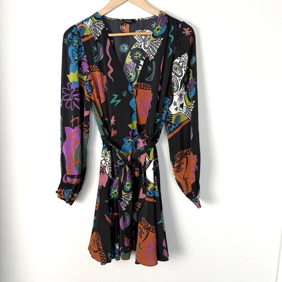 Milk & Honey Long Sleeve Mini Dress Womens Medium Colorful Artsy Avant Garde - Picture 1 of 7